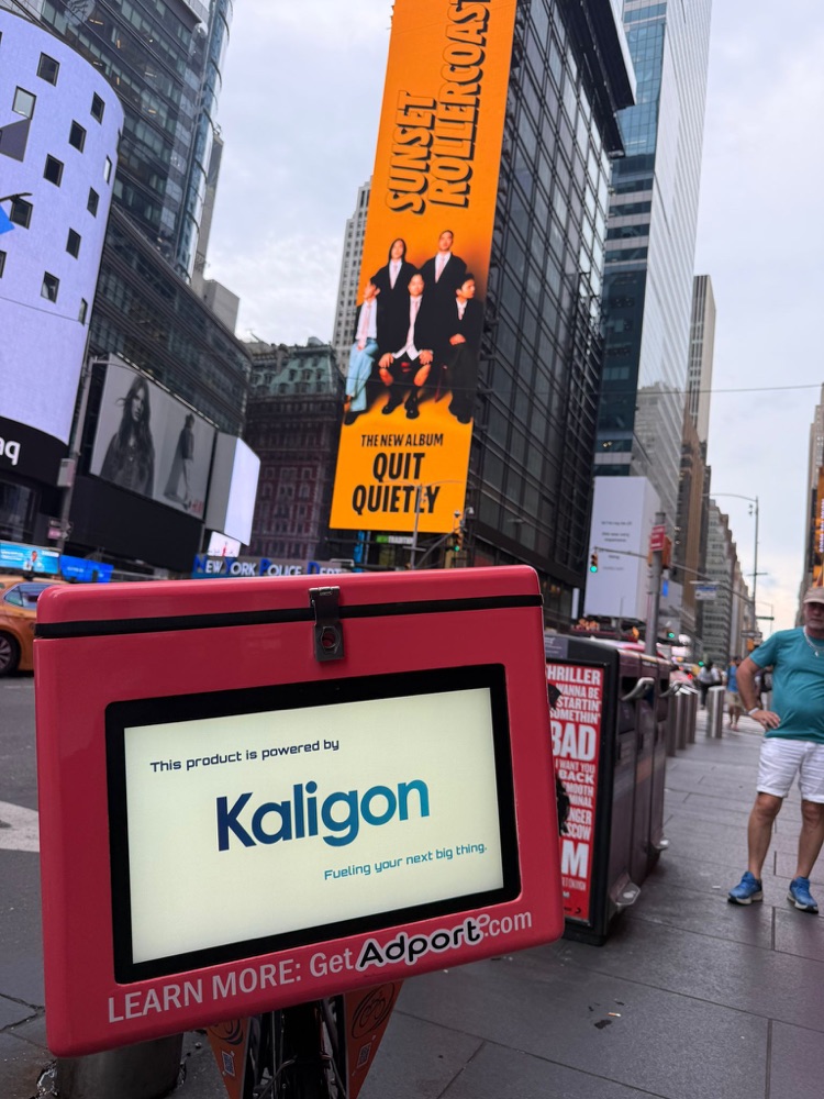 AI Screen in Times Square running a Kaligon campaign